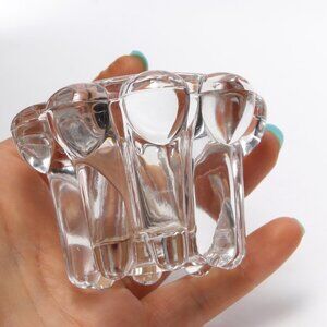 Vintage REIMS Crystal Clear Glass Votive Candle Holder FRANCE Bubble Retro MCM